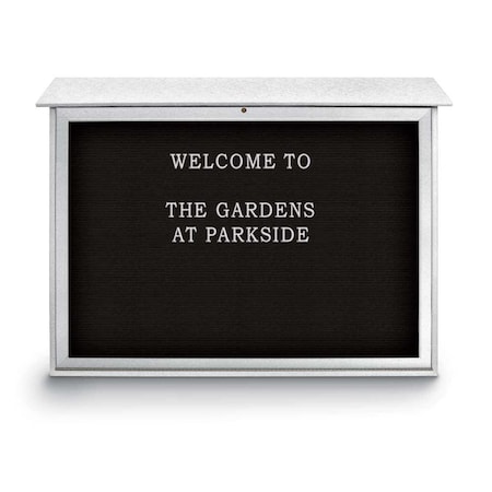 United Visual Products Indoor Enclosed Combo Board, 42"x32", Satin Frame/Black Porc & Cobalt UVCB4232-BLKPORC-COBACC